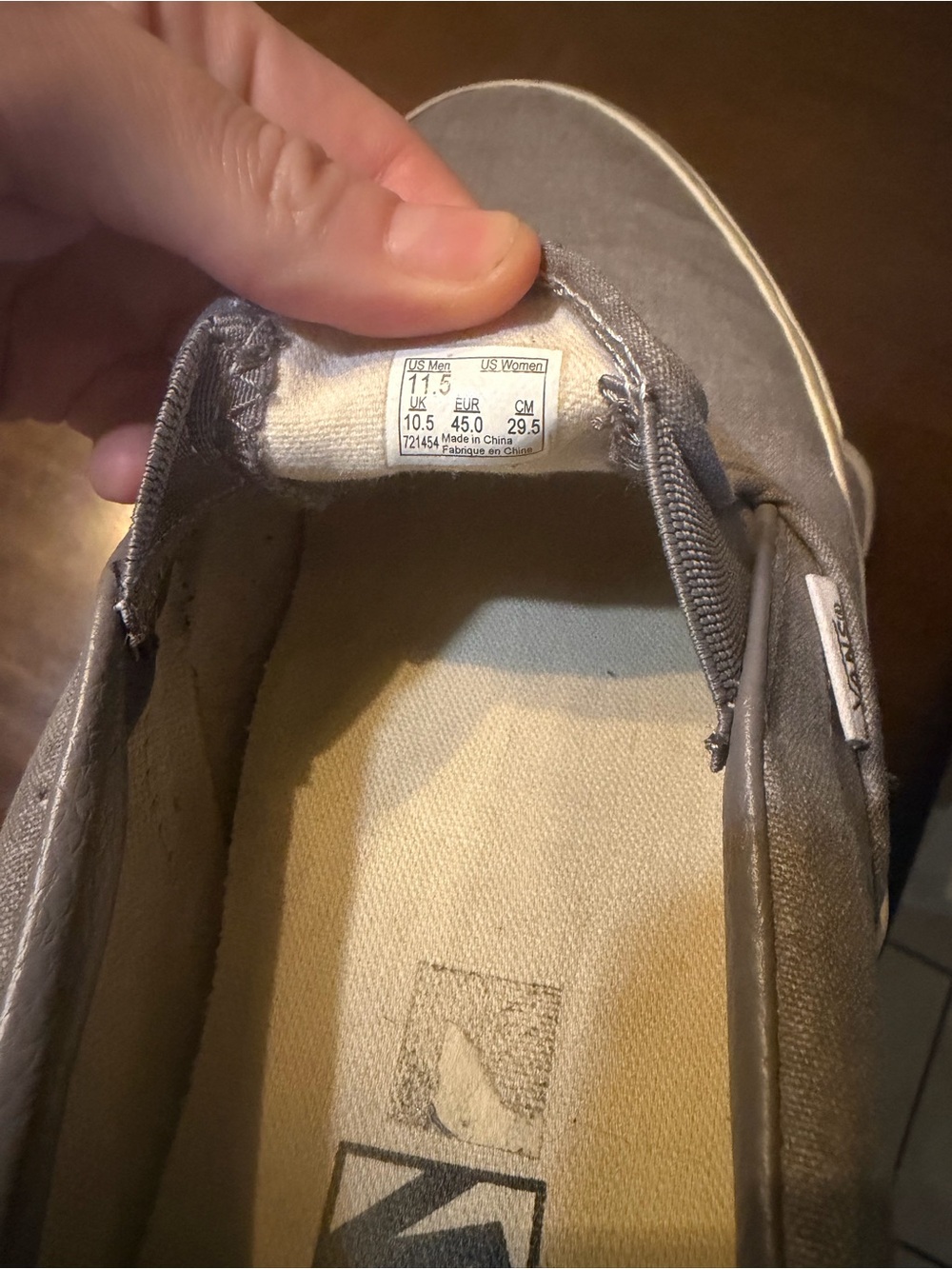 Vans Slip-On Canvas Loafers in Gray size 11.5 - Picture 14 of 14